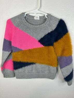 EGG by Susan Lazar Toddler Girls Colorblock Fuzzy Knit Sweater 24 Months